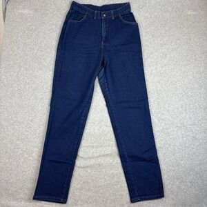 VTG Levi's Womens Sz 14 Blue Dark Wash High Rise Tapered Mom Jeans White Tab